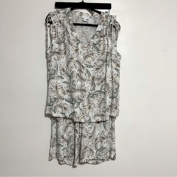 J Jill Leafy Print Casual Lounge Tank Wide Leg Pant Set - Picture 1 of 9